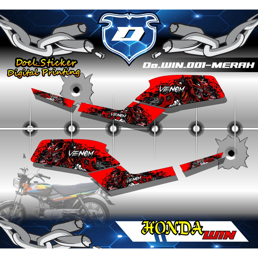 Stiker Striping Honda WIN 100 Desain Venom - Stiker Lis Variasi Motor WIN Kode 001