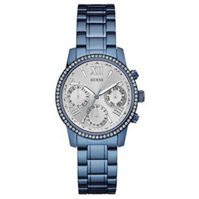 Jam Tangan Wanita Guess U0623L4 Silver Dial Blue Original