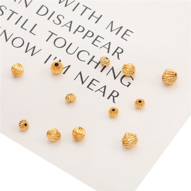 18K Gold Plated 10Pcs 4 5 6mm Copper Diamond Shape Spacer Beads for DIY Necklace Bracelet Earring Jewelry Findings Making