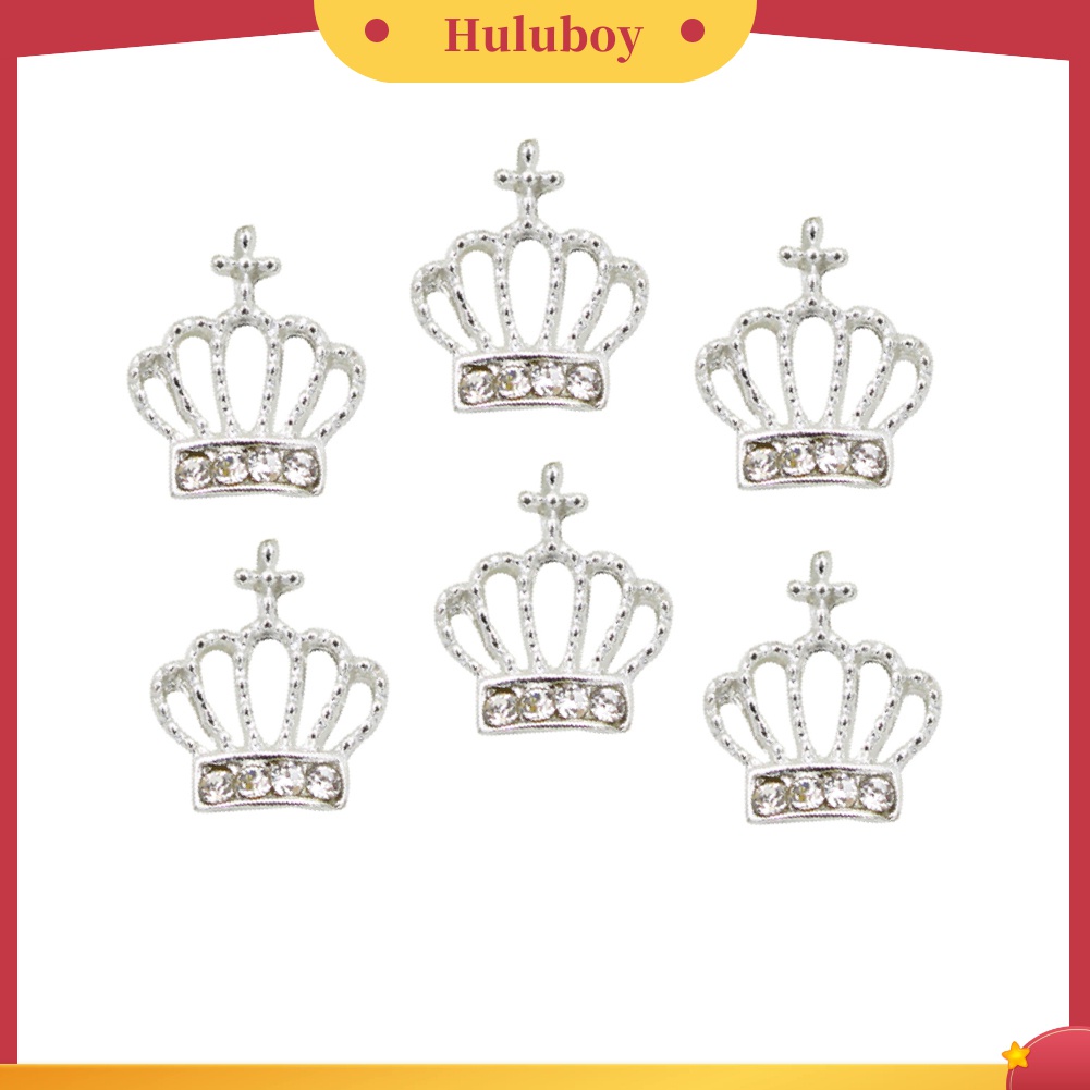 Huluboy Huluboy♡ Manik-manik Bentuk Mahkota 3D Bahan Alloy Untuk Dekorasi Nail Art