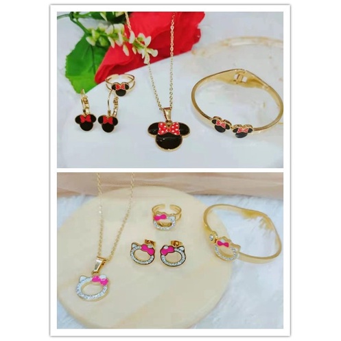 Titanium Set Anak Perhiasan Kalung/Gelang/Anting/Cincin L17