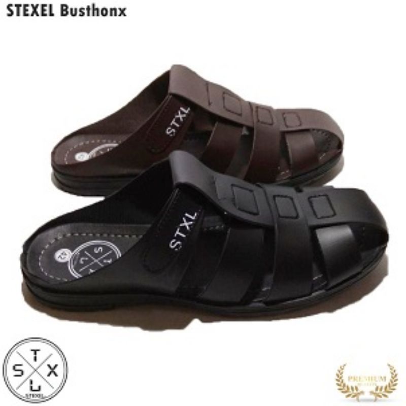 LUBRENE Sendal Slop Pria Casual Kekinian Sandal Selop Slide Kulit Sintetis Asli Cowok Cewek Laki Lak
