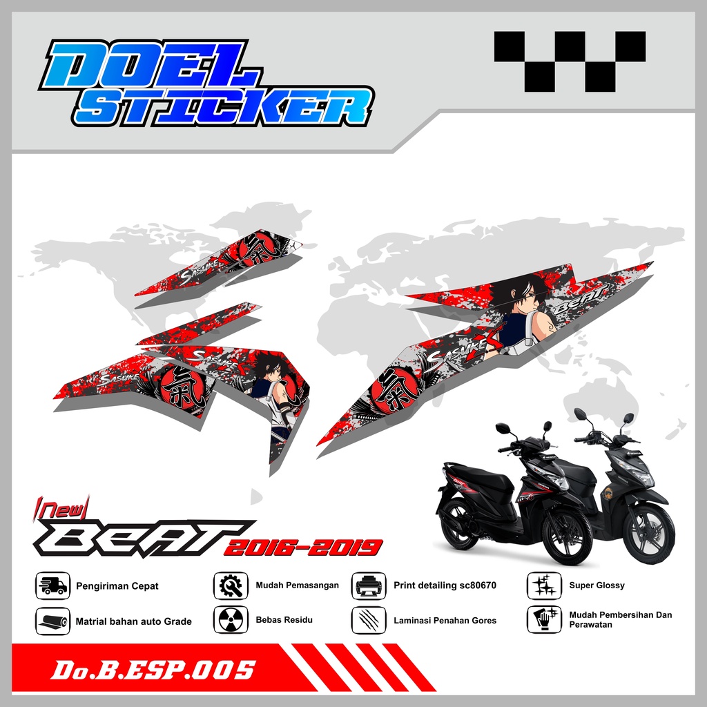 STICKER STRIPING LIST VARIASI BEAT TAHUN 2016-2019 DESAIN SASUKE BEAT ESP / STREET 005