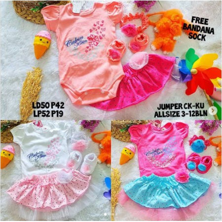 Jumper Bayi Bando Lucu Bandana Sepatu Bayi Baju anak Bayi Perempuan Cewek CK Love