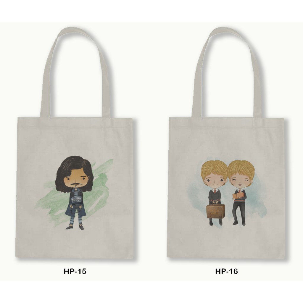 Tas Tote Bag Resleting Kanvas/Blacu  - Harry Potter Series.12