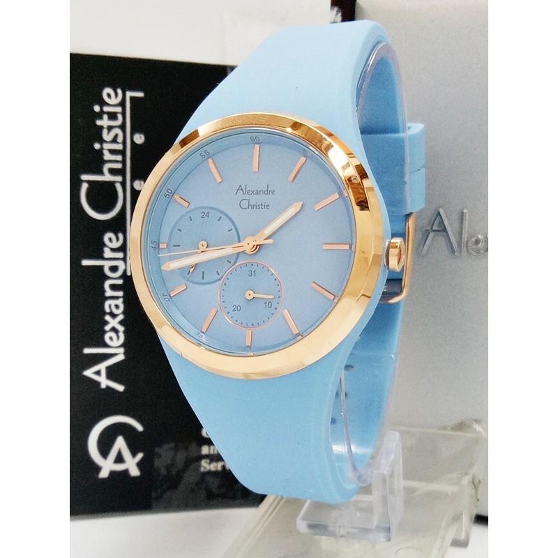 Jam Tangan Wanita Alexandre Christie AC 2663 BF LBERG Rubber Original