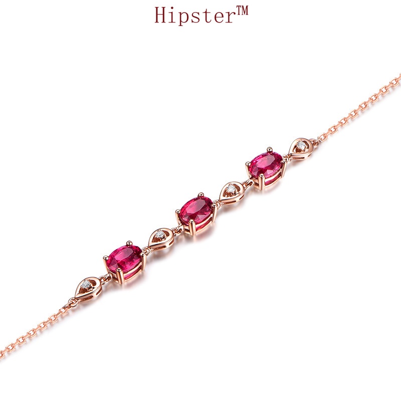 New Fashion Elegant Rose Red Colored Gemstone Bracelet