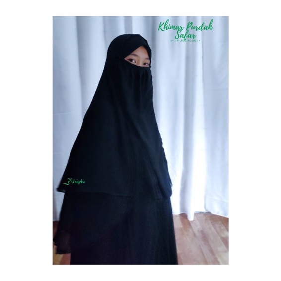 KHIMAR SAFAR PURDAH JETBLACK BY UNIQOBIE INDONESIA
