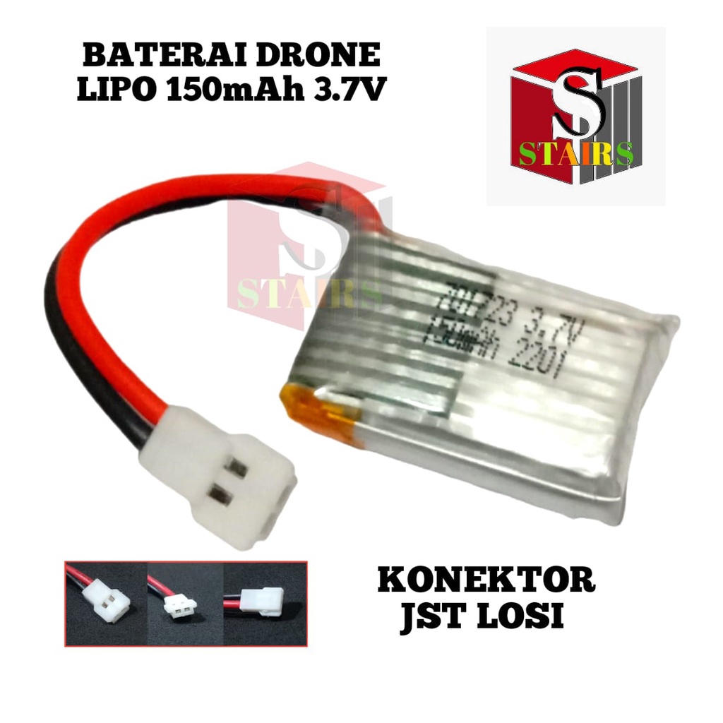 Baterai Mainan Anak /Baterai Remot Control DRONE /Baterai LIPO 150mAh 3.7V Konektor JST LOSI