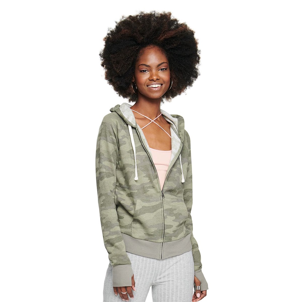 Hoodie Wanita SO Favorite Long Sleeve Zip-Up Hoodie PART 3 [RESTOCK]-Green Camo
