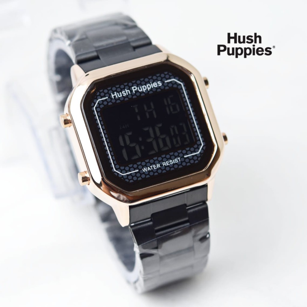 Jam Tangan Digital Hush Puppies Segi Strap Rantai Fitur Tanggal Dan Hari