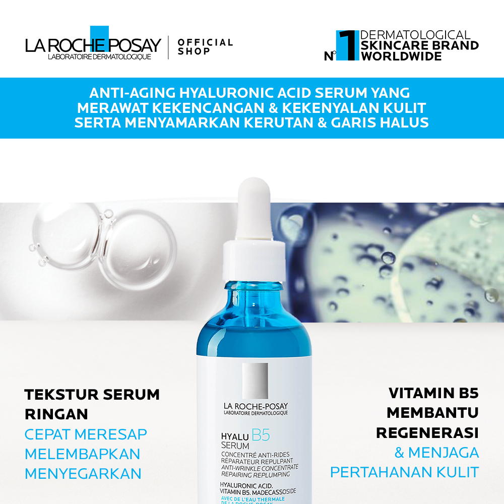 La Roche Posay Hyalu B5 Anti-Aging Serum 50ml- Serum Hyaluronic Acid Kulit Sensitif/ Kering/ Kerutan