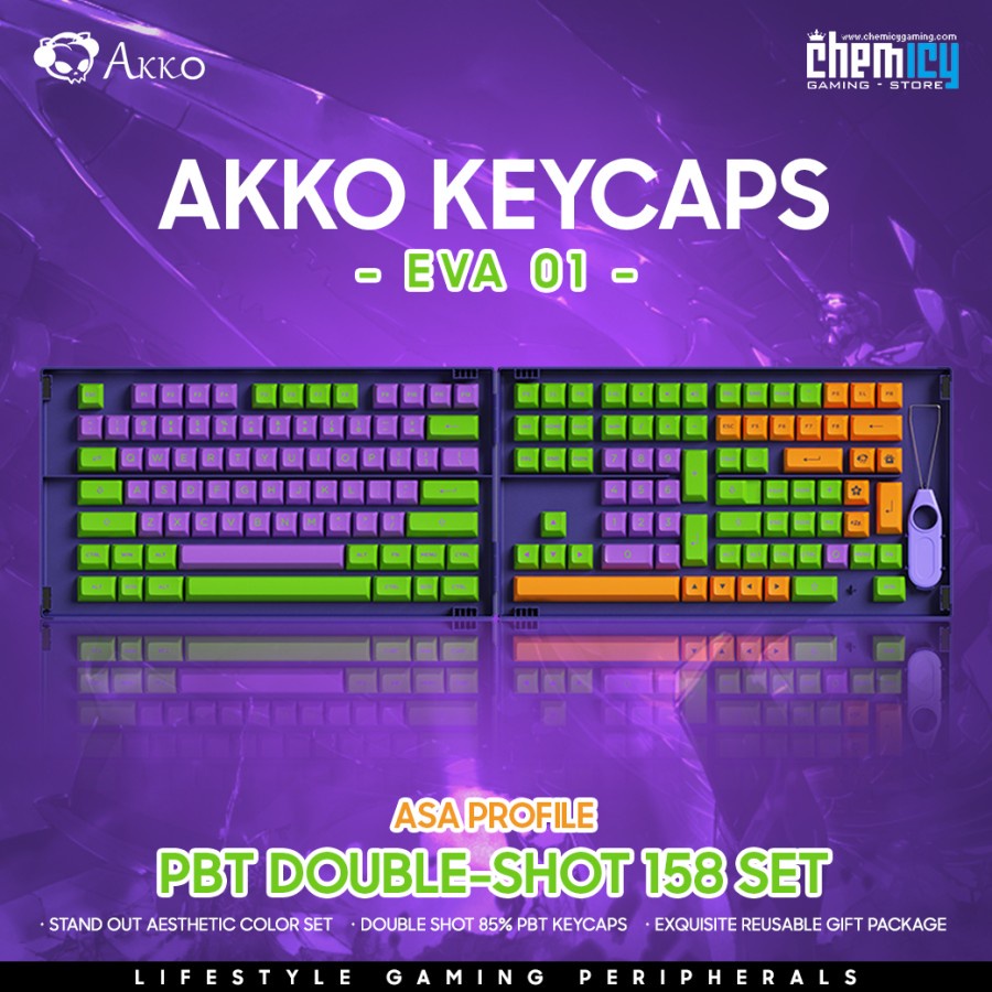 Akko EVA01 / EVA-01 PBT Double Shot Keycaps 158 set ASA Profile
