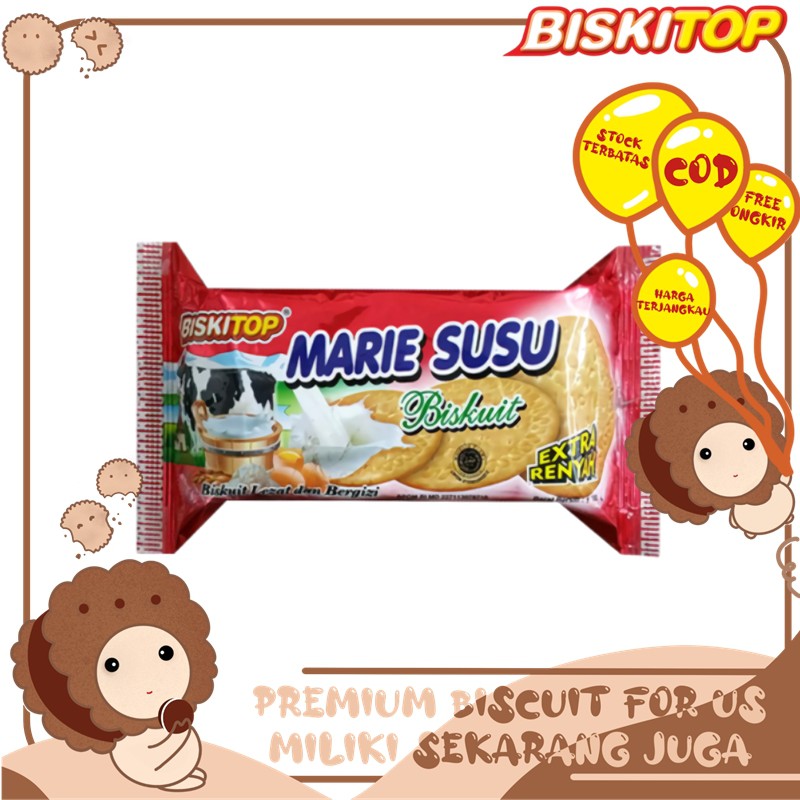 BISKITOP - MARIE SUSU 180g Biskuit Anak Dewasa Rasa Susu Milk Enak Renyah Terbaru Lezat