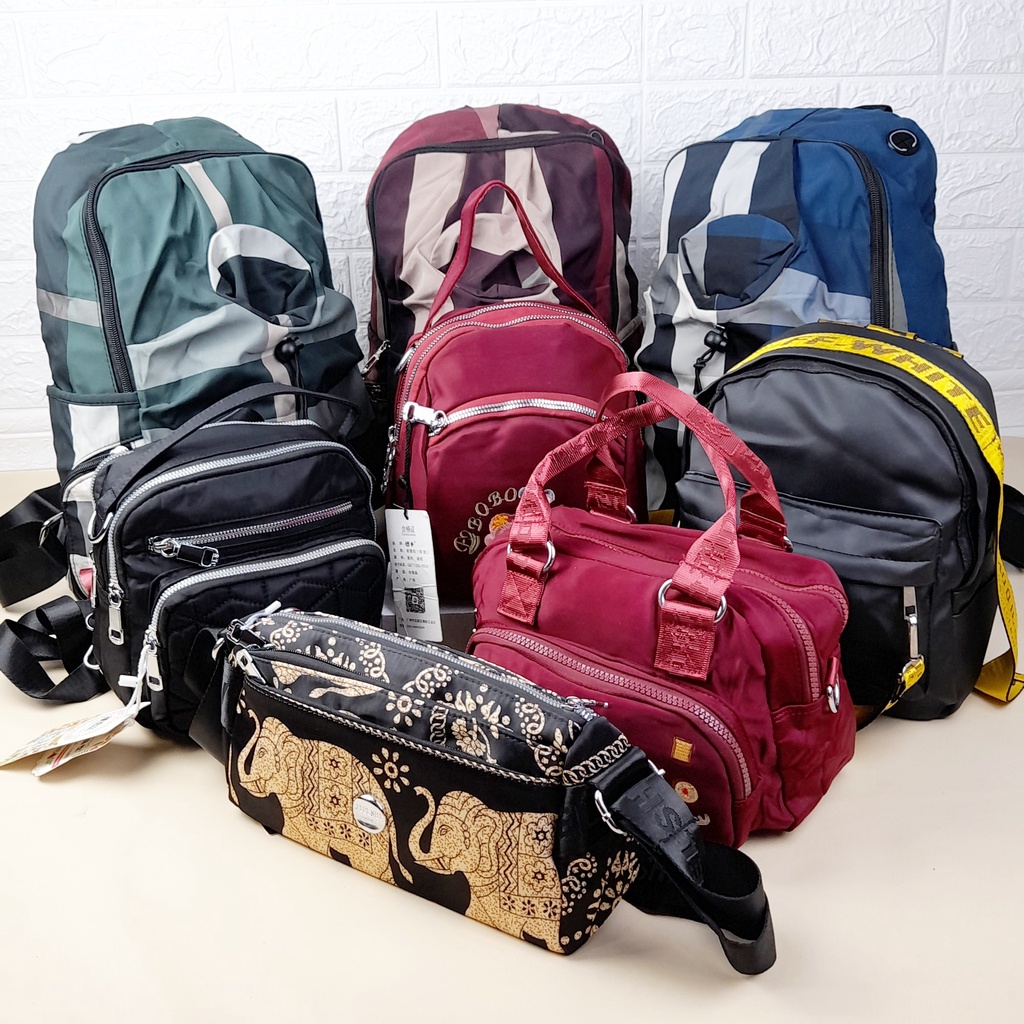 Tas Selempang Import Premium Ransel Jumbo Chibao Original Backpack 3in1 Bahan Canvas Nylon Tebal Bordir Bunga Gajah TAS097 TAS098 TAS100 TAS101 TAS111