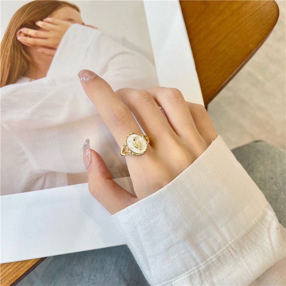 Vintage Acrylic Inlaid Tulip Flower Rings Female Index Finger Ring Ring Korea Sexy Girl Jewelry