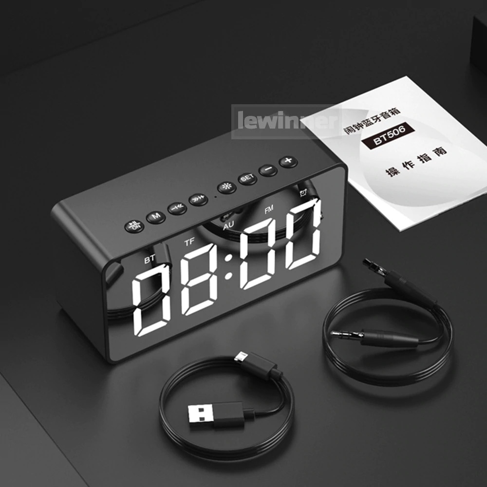 Jam Alarm Clock with Bluetooth Speaker TF AUX FM Radio - BT506F