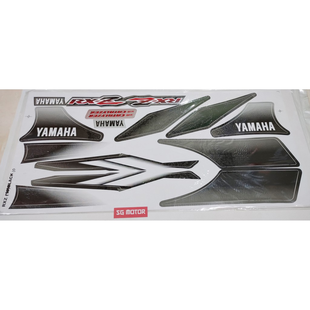 STIKER. STRIPING BODY YAMAHA RXZ BARU. RX Z CATALYZER WARNA HITAM ( KODE RXZ 10 BLACK )