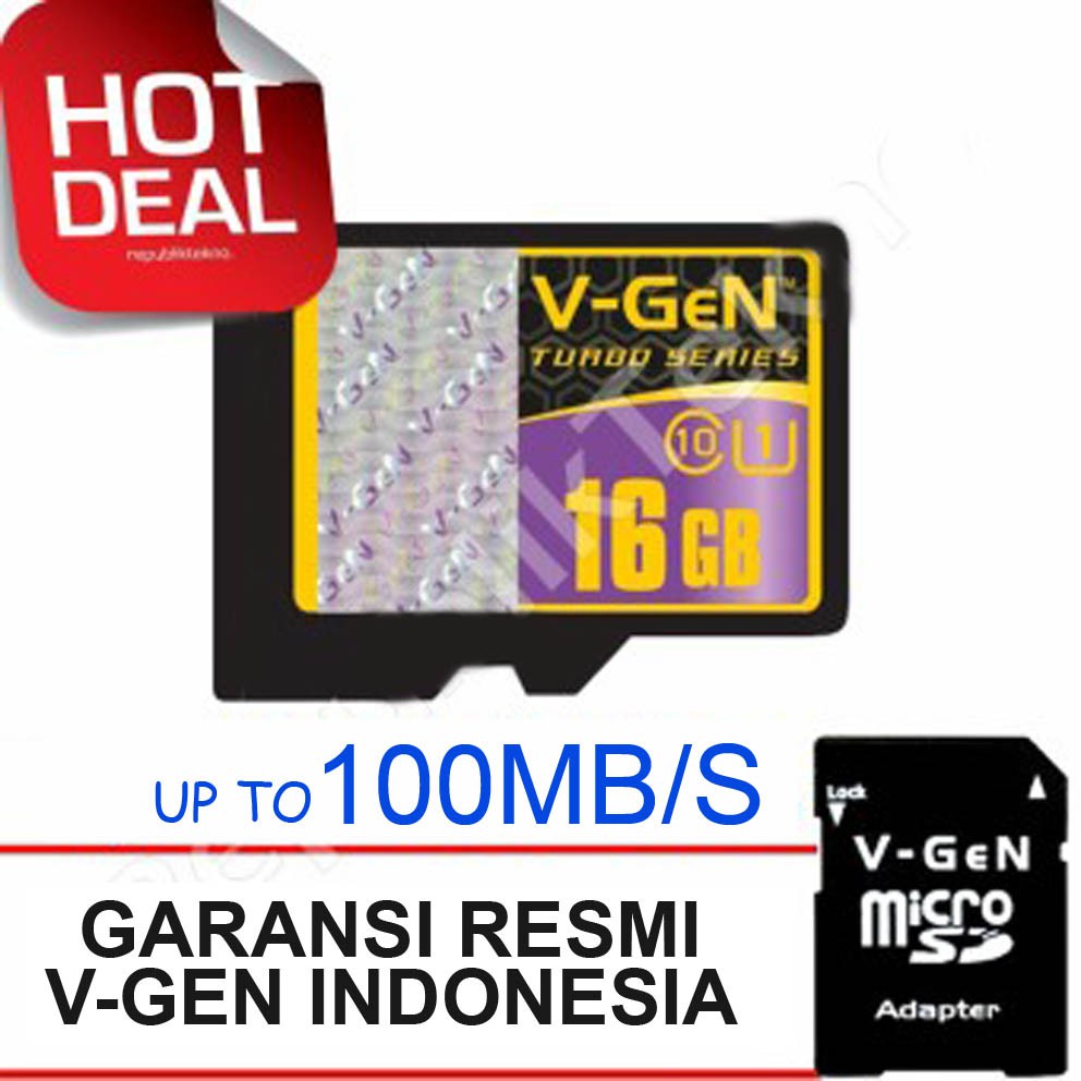 Memory Micro SD Vgen 16 GB Class 10 Turbo Series V-Gen 100 mbps
