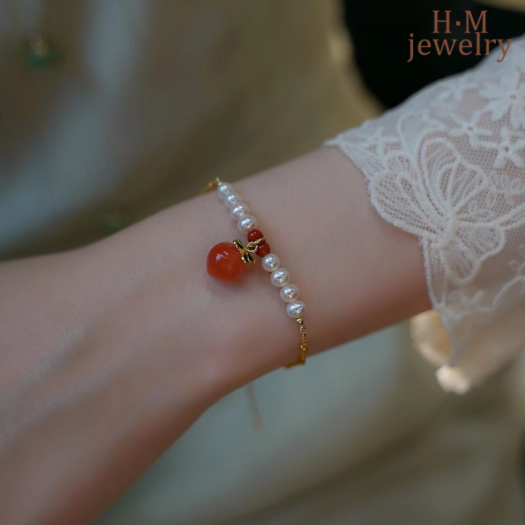 Gelang Mutiara Manusia Peach Gaya Mori