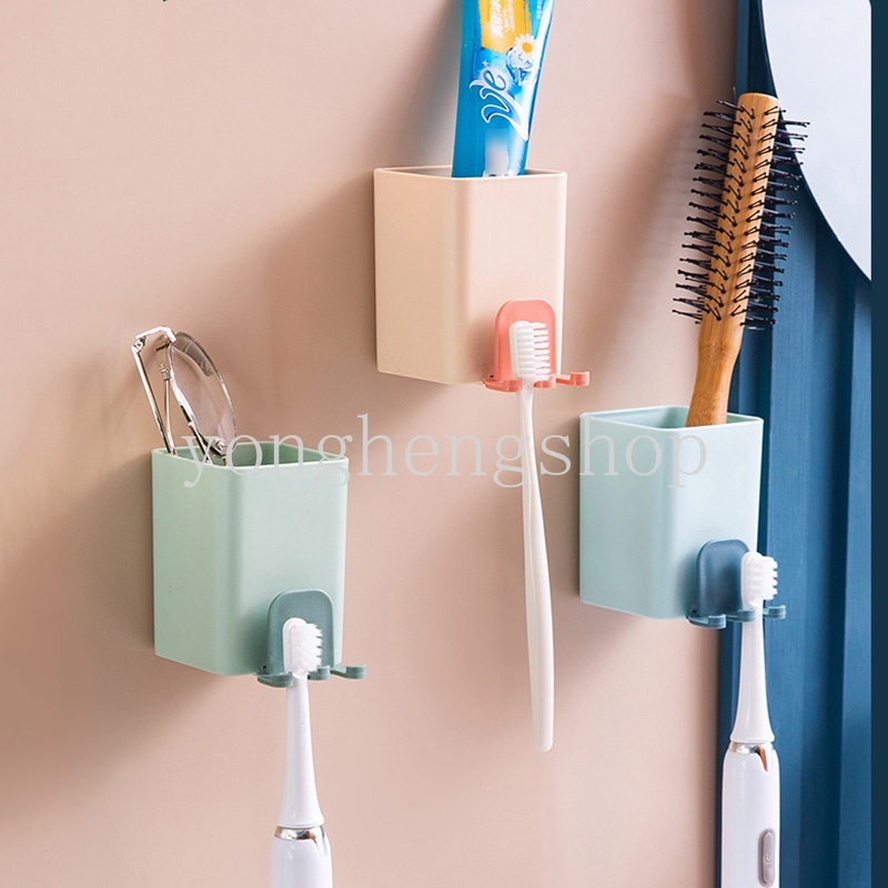 3 in 1 Rak Holder Penyimpanan Sikat Gigi Dan Pasta Gigi Multifungsi Untuk Kamar Mandi