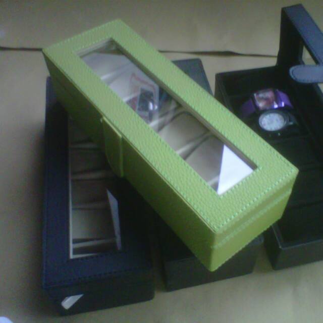 Kotak Jam Tangan Isi 6 | Box Jam Tangan - Hijau Cream