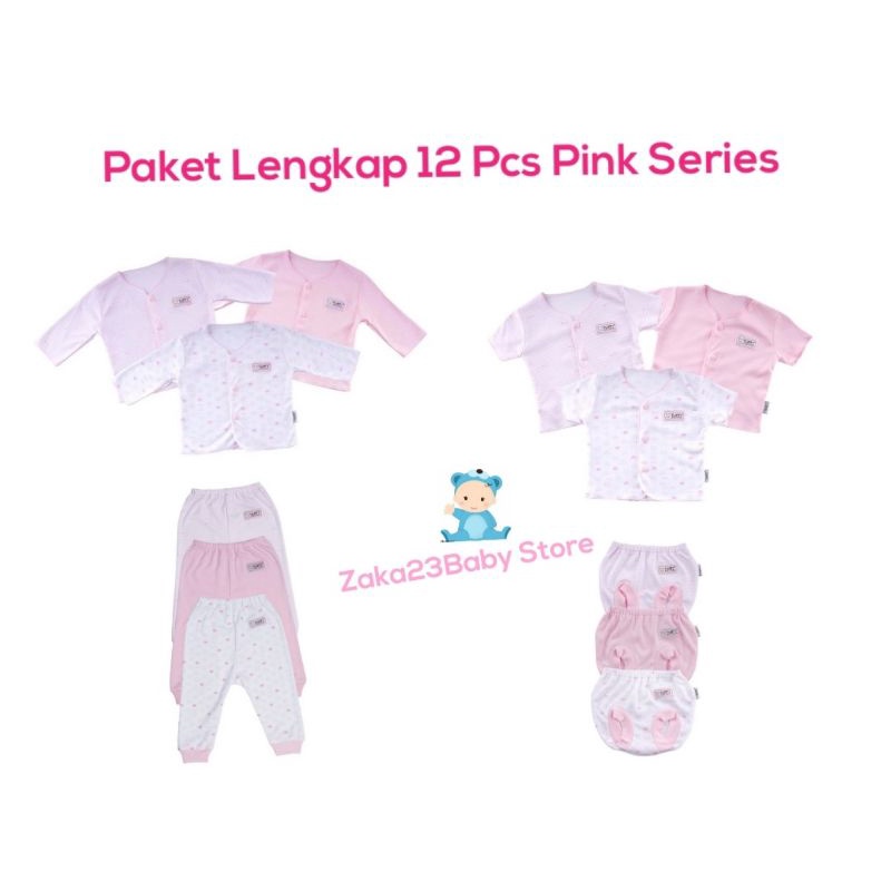 Fluffy Baju Bayi Paket Lengkap 12 Pcs Pink Series