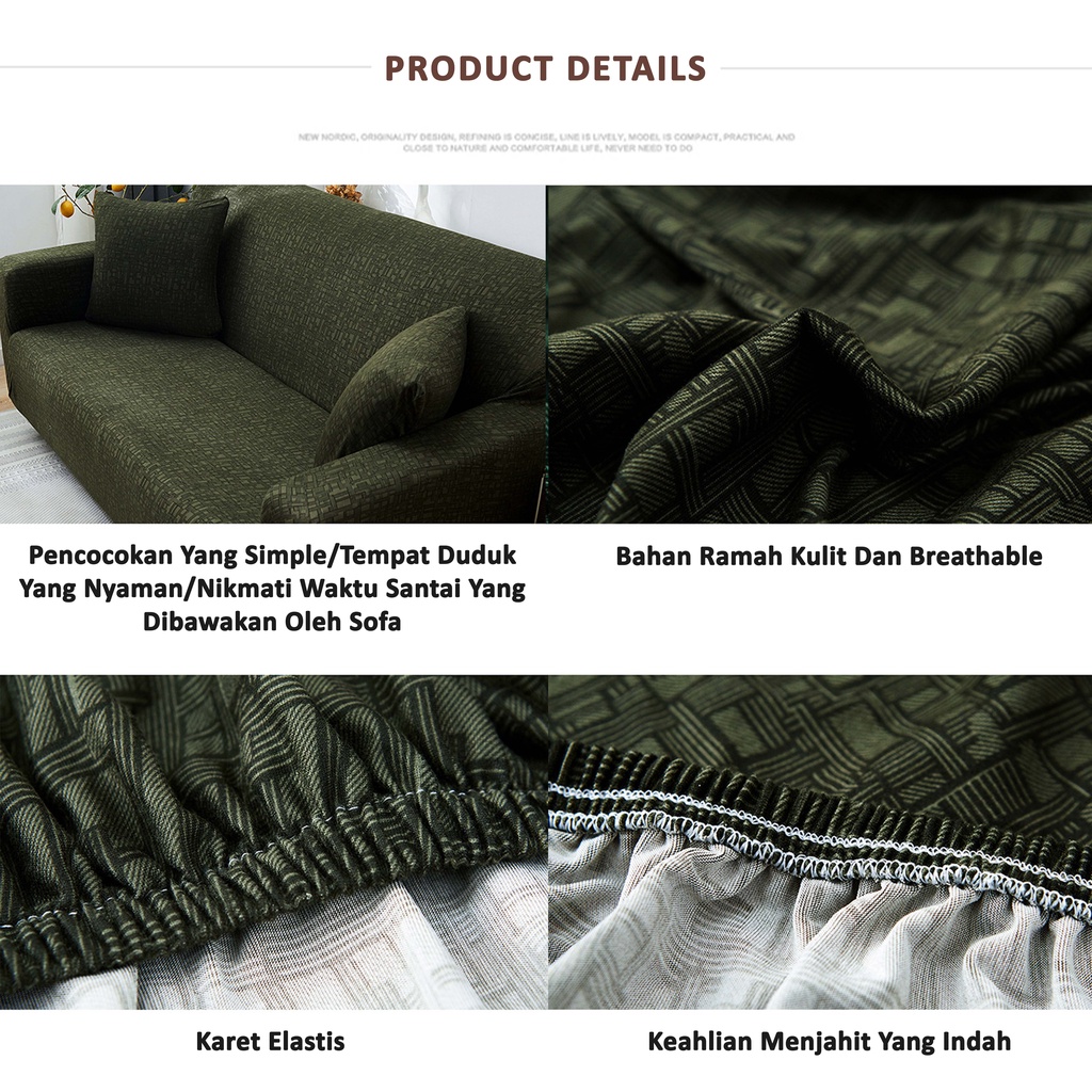 Rindu.Star Cover Sofa Striped Sofa Cover/Elastic Sofa Cover Grid sarung sofa / Sarung Penutup Sofa Elastis Stretch Polos Kisi Cover Sofa