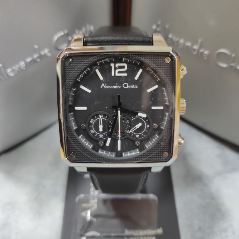 Jam Alexandre Christie AC 6484 MC LSS Silver Pria Kulit Segi