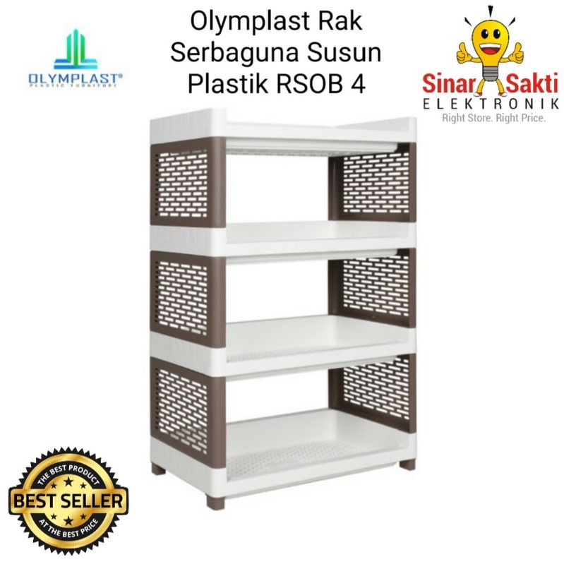 Olymplast Rak Serbaguna Susun Besar Plastik Sepatu RSOB 4 Modern Putih