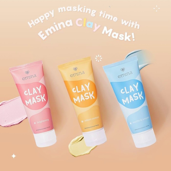 [SKINHOUSEID] EMINA CLAY MASK BRIGHTENING SOOTHE SEBUM 60ML | CLAY MASK BPOM | MASKER CLAY | MASKER BPOM |