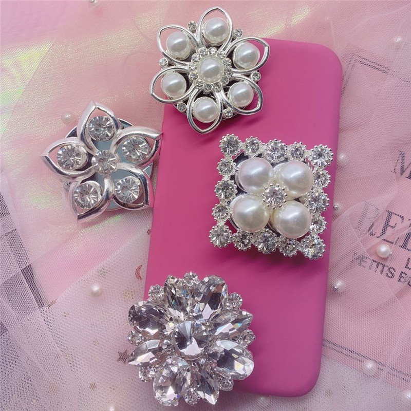 Ring Stand Holder Universal Desain Berlian Mutiara Untuk iPhone Sumsang Huawei Xiaomi