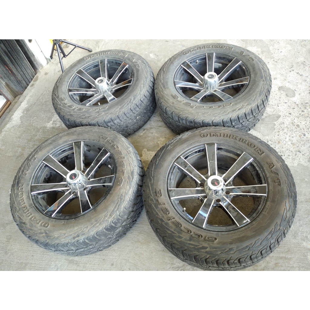 Velg Mobil Seken Bekas Pelek RT7 HSR RING 18 Hole 6X139,7 Black Polis +BAN  ACCELERA OMIKRON AT 285 