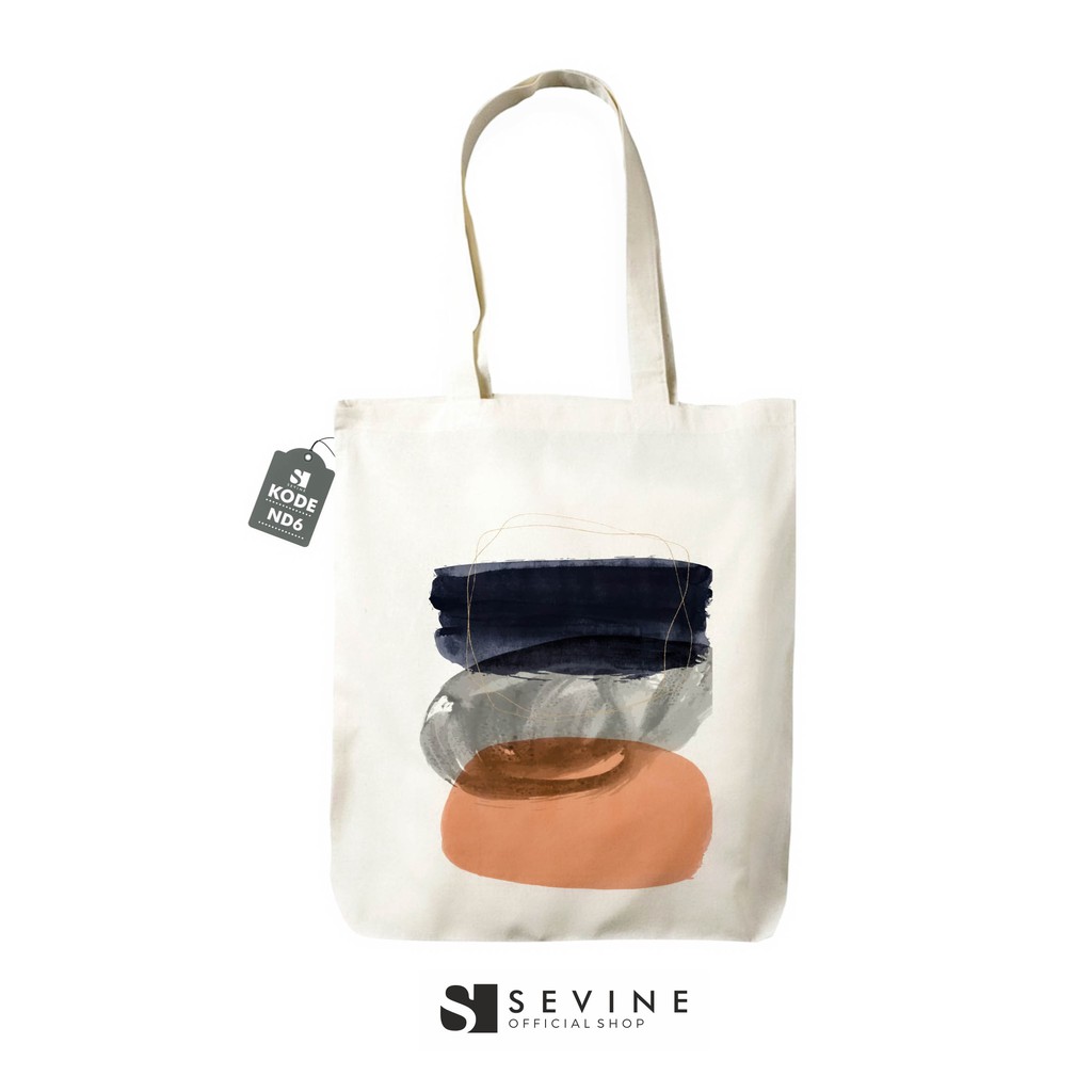 Sevine Totebag Drilll Tas Wanita Tote Bag Resleting Artsy Abstrak Watercolour Custom - ND