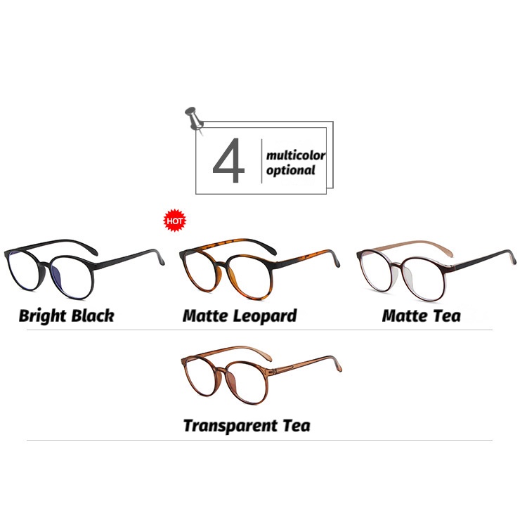 Kacamata Anti Radiasi Frame Bulat Lensa Flat Transparan Gaya Jepang