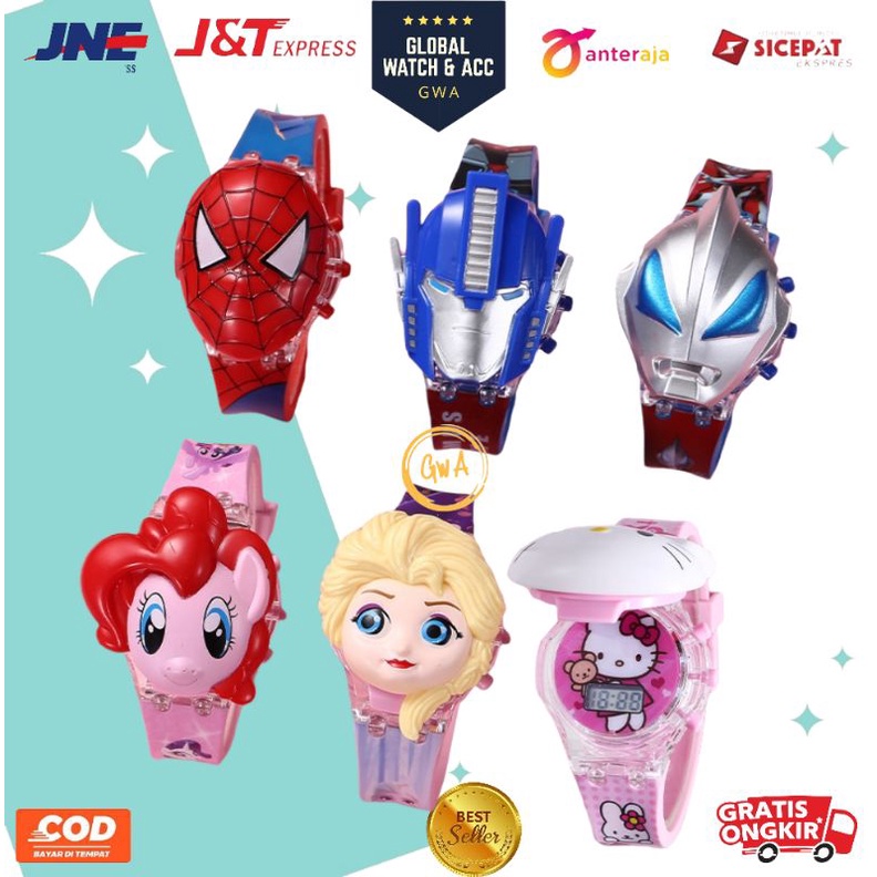 NEW Jam Tangan Anak Musik Melody Karakter Cewek Cowok Lampu Musik Warna Warni Lampu Music Cewek