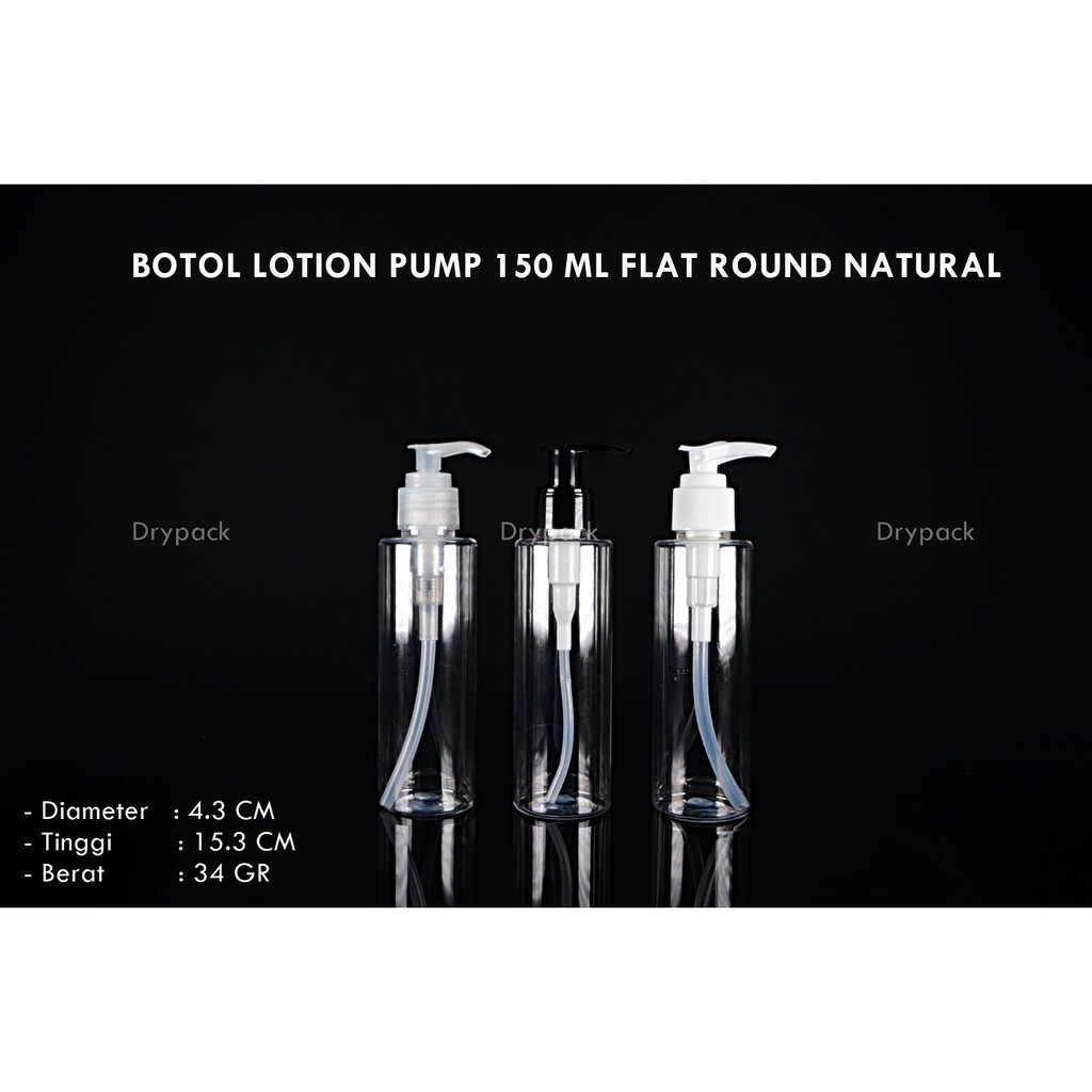 Botol Lotion Pump 150 ml Flat Natural