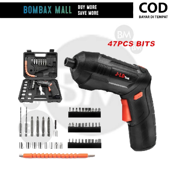 Bor Obeng Baterai J.LD Tool Mesin Bor Cordless Mini 4.2V Skrup 47 PCS Mata Bor Tangan Screwdriver