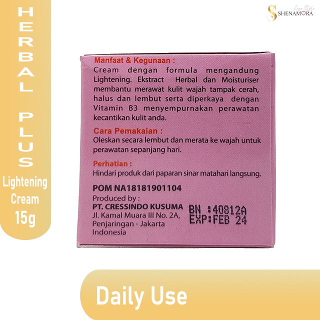 Herbal Plus Lightening Cream | Daily Use 15 Gram