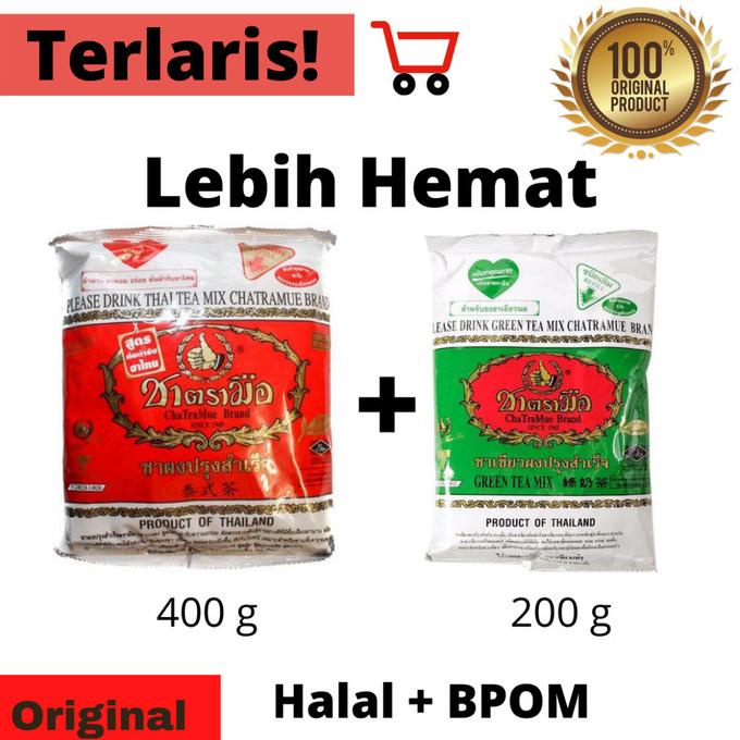 

(BISA COD) PROMO Thai Green Tea 200 gram + Thai Tea 400 gram TERJAMIN Kode 909