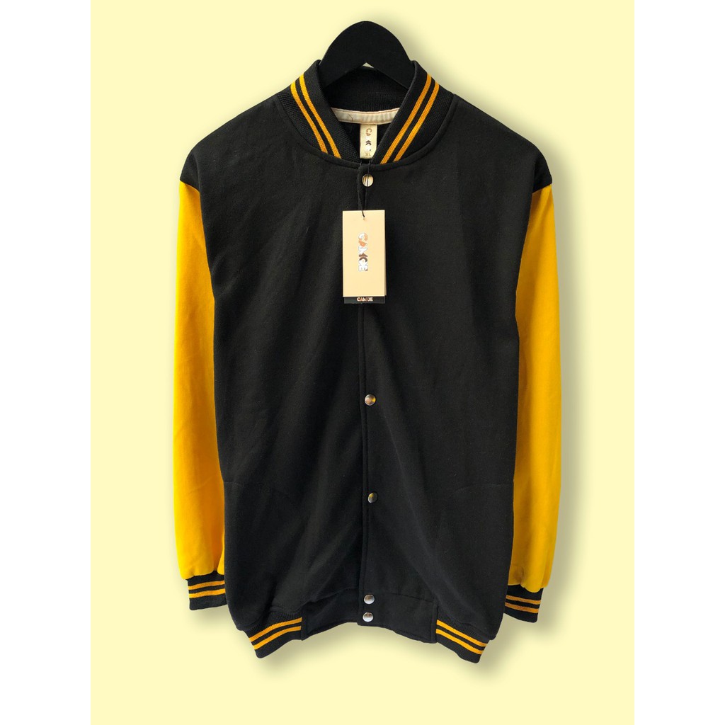 Jaket Varsity Premium CAMOE Black Yellow / Hitam Kuning