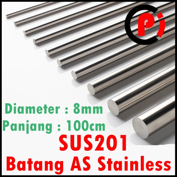 Batang AS STAINLESS SUS 201 SHAFT SMOOTH ROD Round 8mm x 100cm ( 1M )