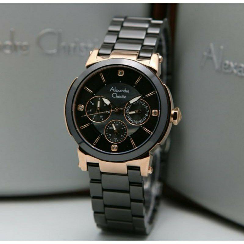 Jam Tangan Wanita ALEXANDRE CHRISTIE AC2880 /AC2517 Keramik Black Original Garansi Resmi