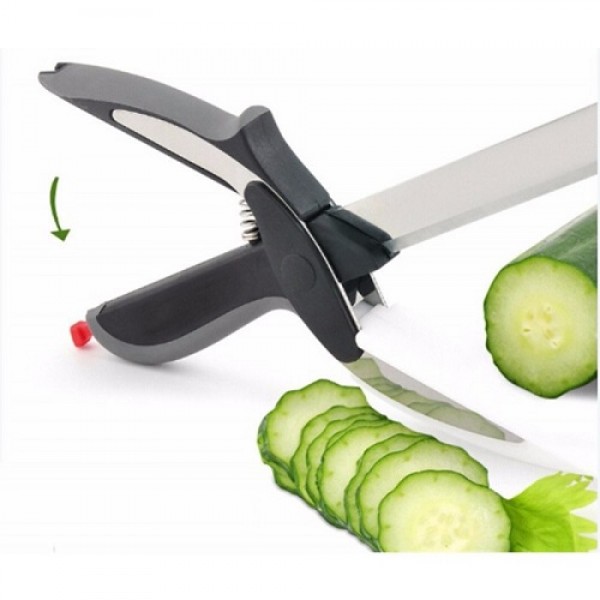 Clever Cutter 2in1 Knife Scissors And Cutting Board Quickly Chops Your Favorite Fruits, Vegetables