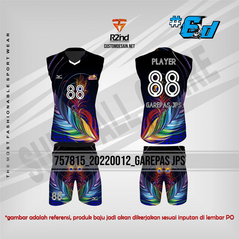 Jersey Volly Kaos Voli Pria Mizuno Singlet Printing Baju Voli Custom (Beli 2 +1)