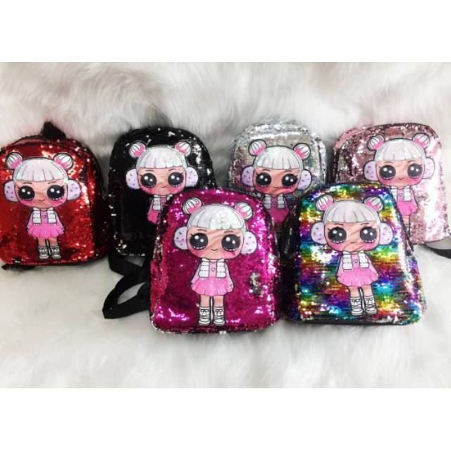  Tas  Sequin LOL  BISA NYALA ADA LAMPU LED Reversible Color 