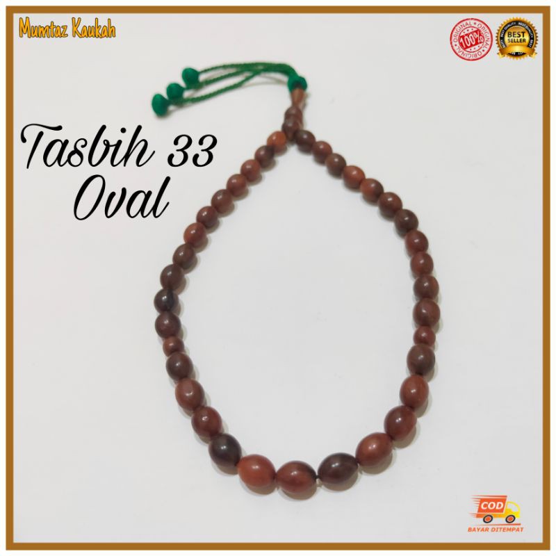 Tasbih koka kaukah 33 oval rumbai hijau original kokka kauka kaokah kaoka