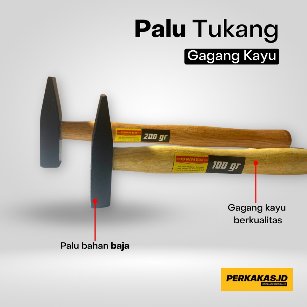 Palu Besi Tukang 100gram Gagang Kayu MURAH OWNER