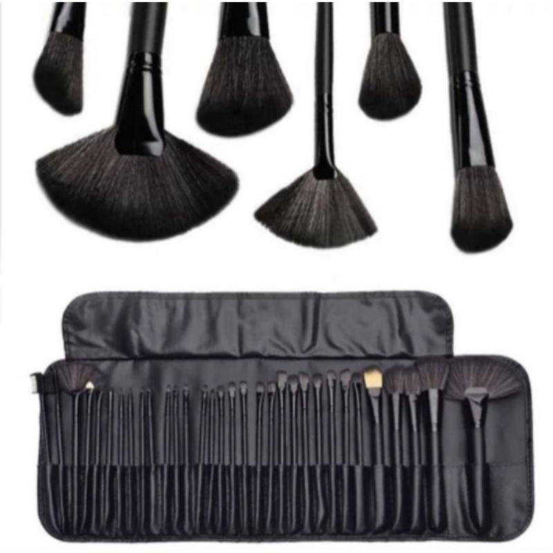 Brush Make Up Lengkap isi 24 Pcs Include Leather Pouch | Kuas Makeup Murah