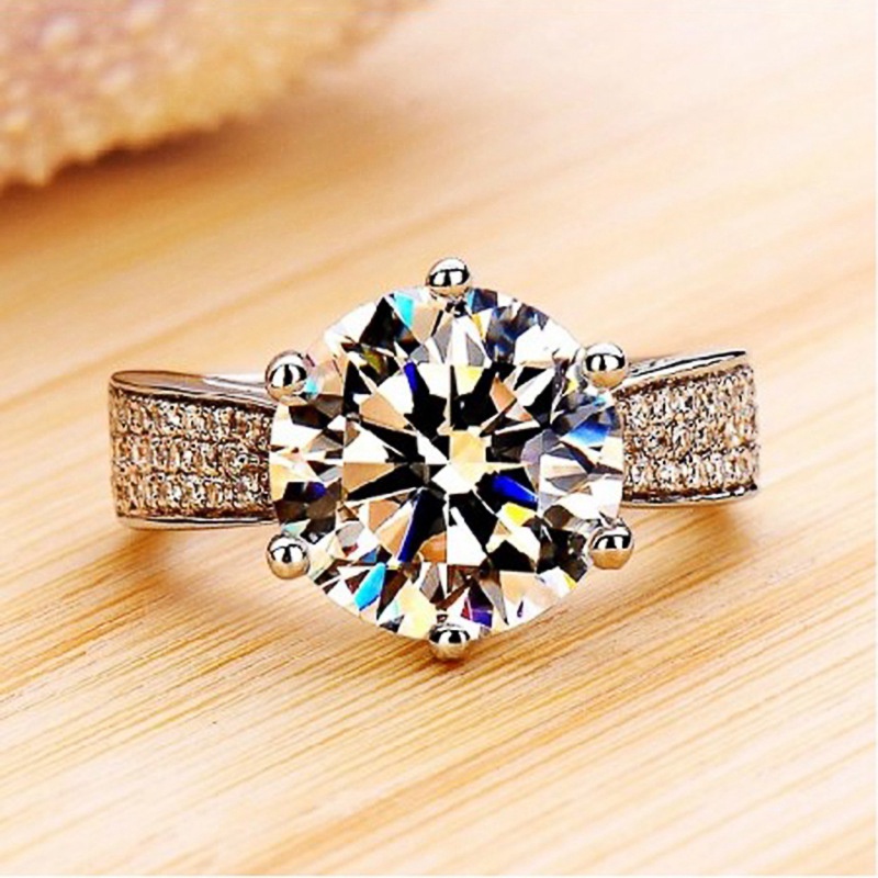 Cincin Kristal Cubic Zirconia Ukuran 12mm Untuk Wanita